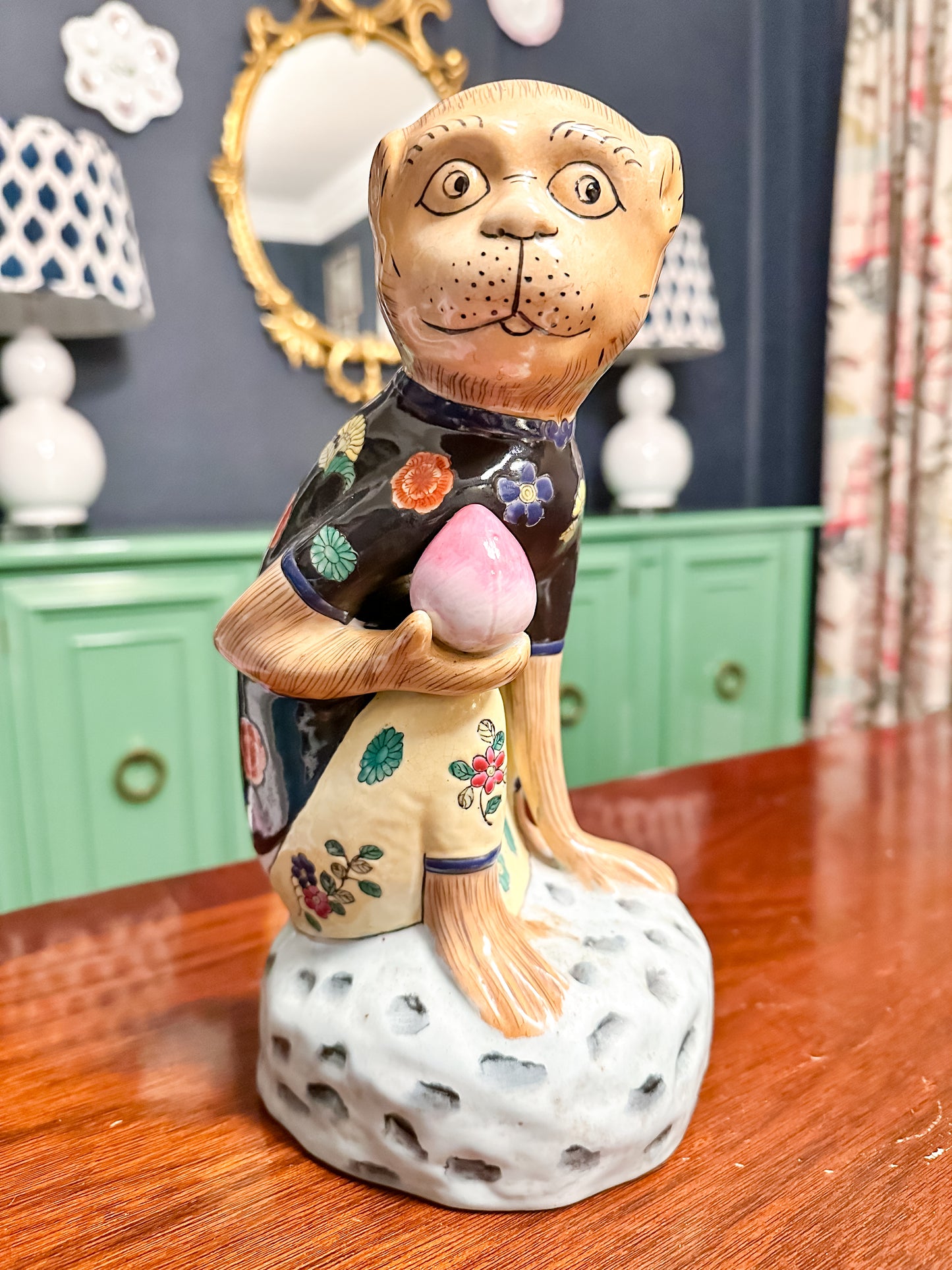 Vintage Famille Verte Chinoiserie Monkey