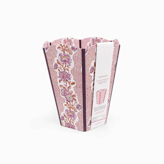 Block Print Wastebasket in Lilac