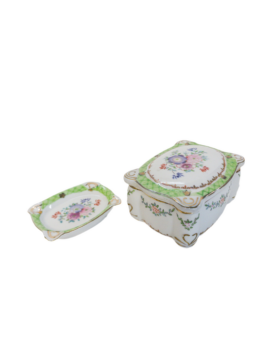 Hand Painted Trinket Box & Tray