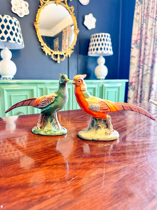 Vintage Hand Painted Pheasant Pair