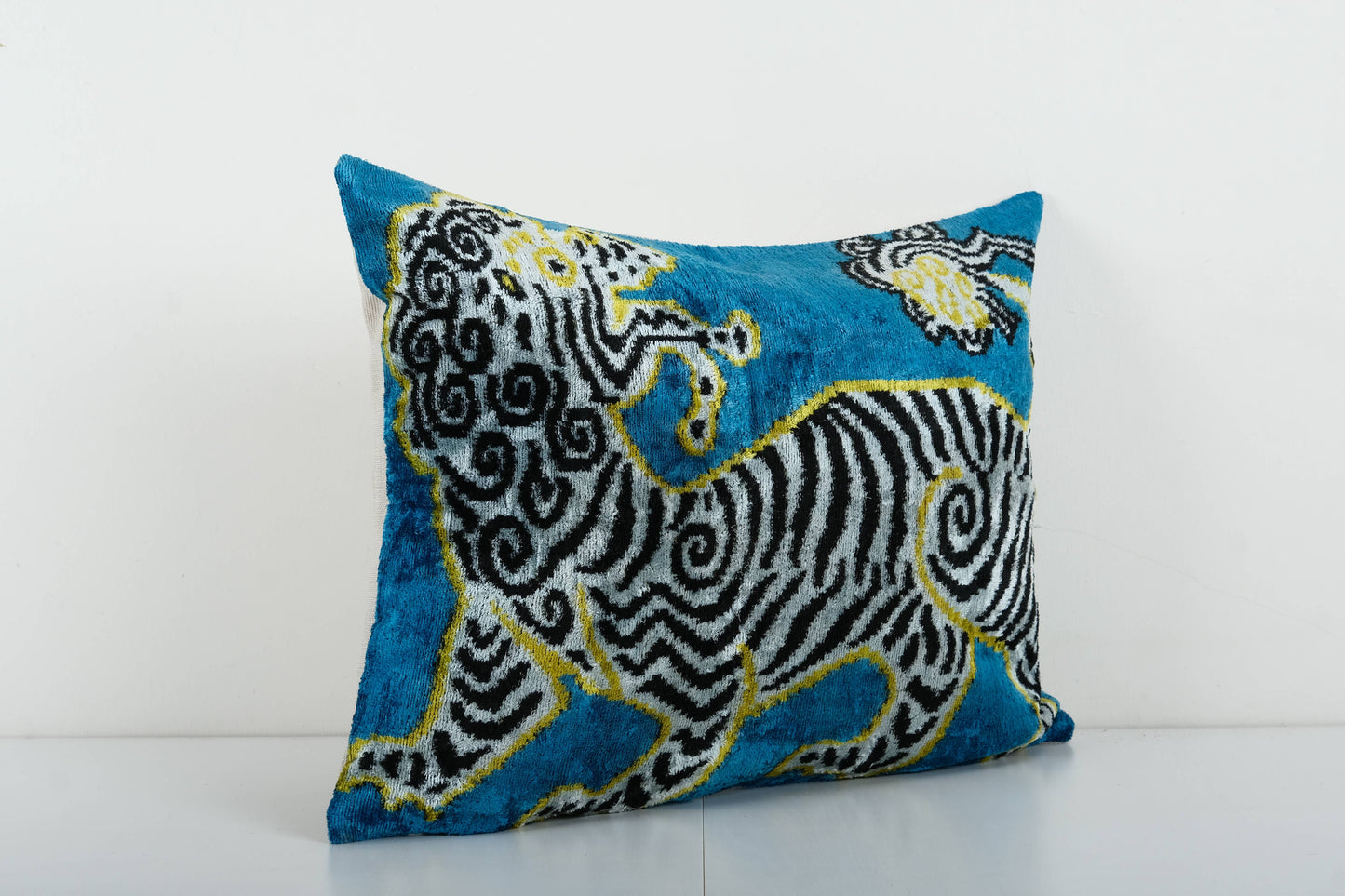 Pair of Zebra Silk Ikat Velvet Pillows