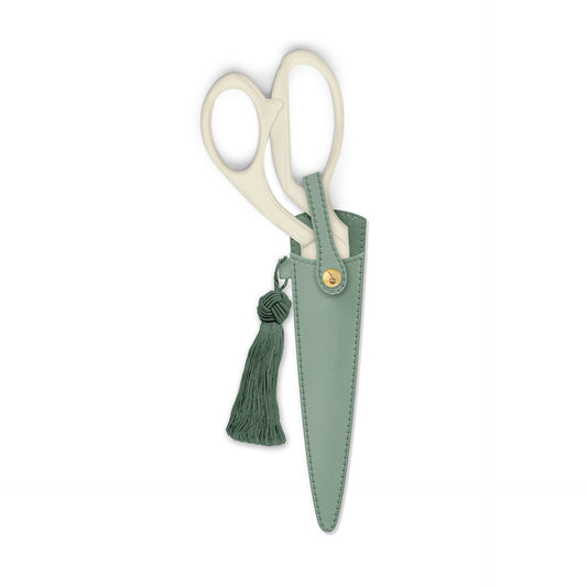 Ivory and Gold Heirloom Scissors with Case -  Sage Green