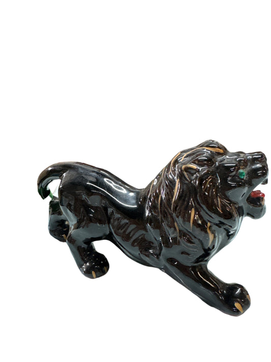 Mid-century Black Stalking Lion Head Up