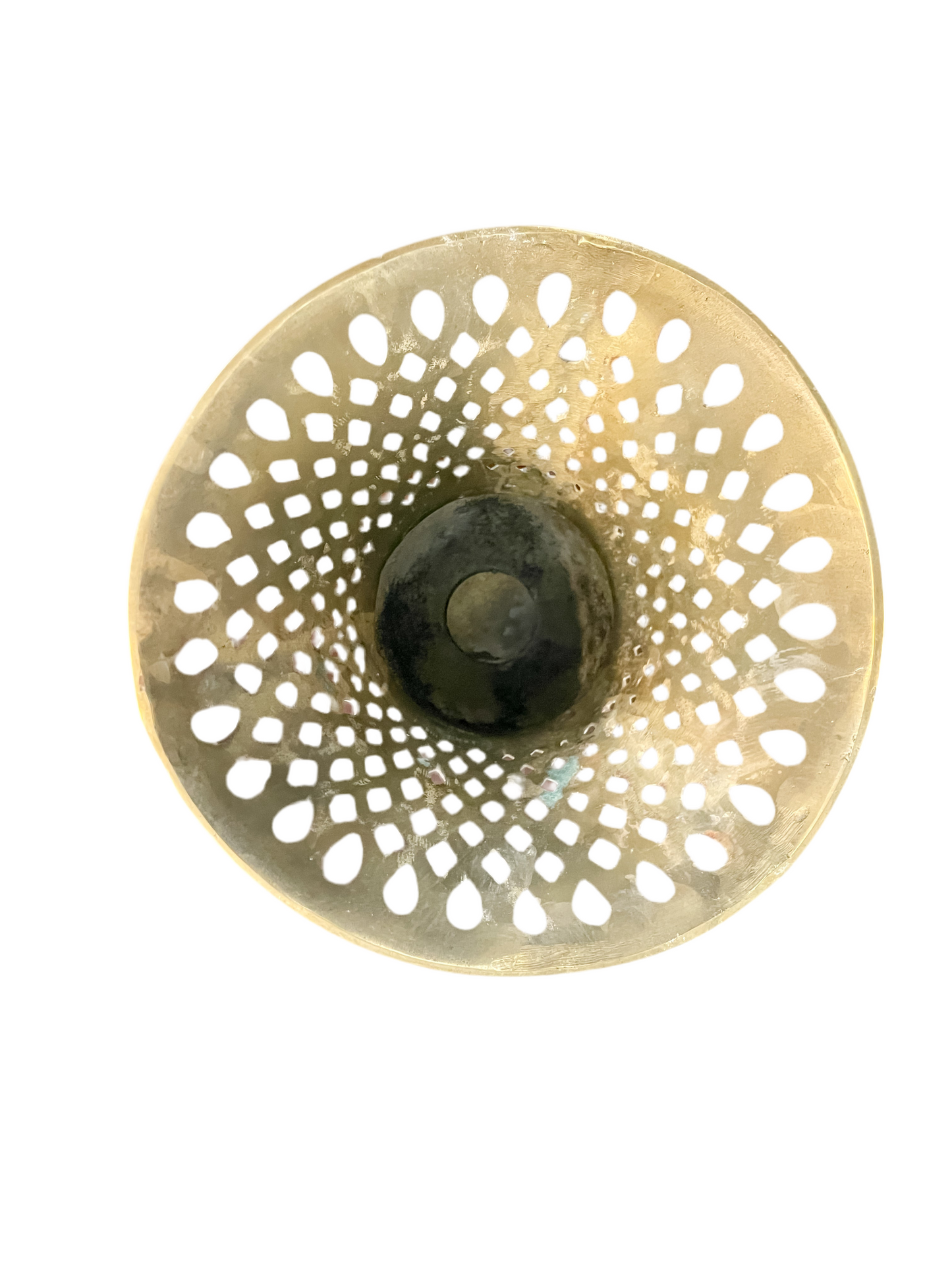 Vintage Filigree Cutout Brass Vase