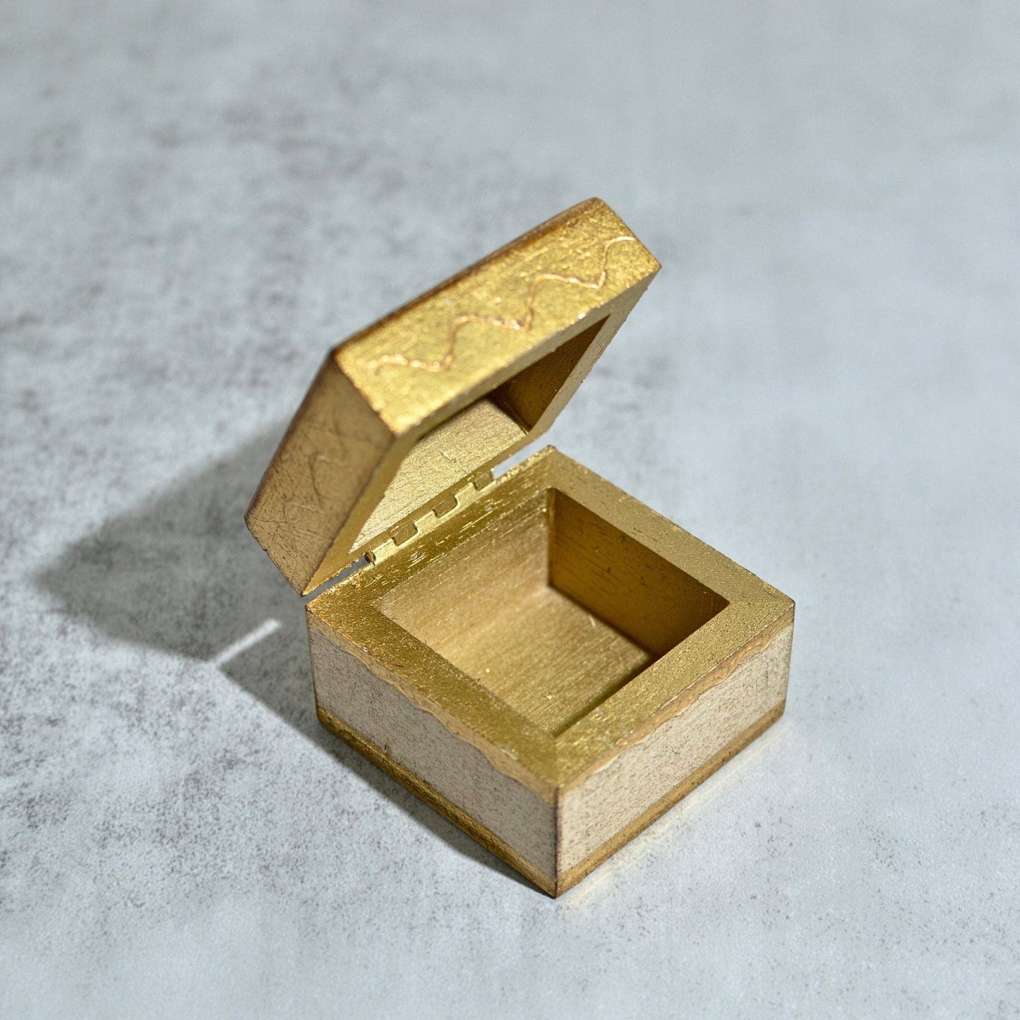 Florentine Carved Mini Wood Box with Lid, Ring Box: Sky Blue