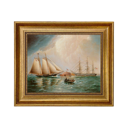 Yacht America- New York Harbor Vintage Canvas Painting Print