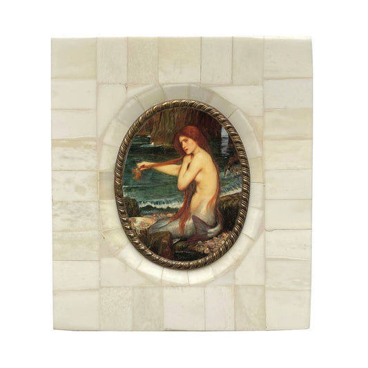 Mermaid Print in Bone & Brass Frame
