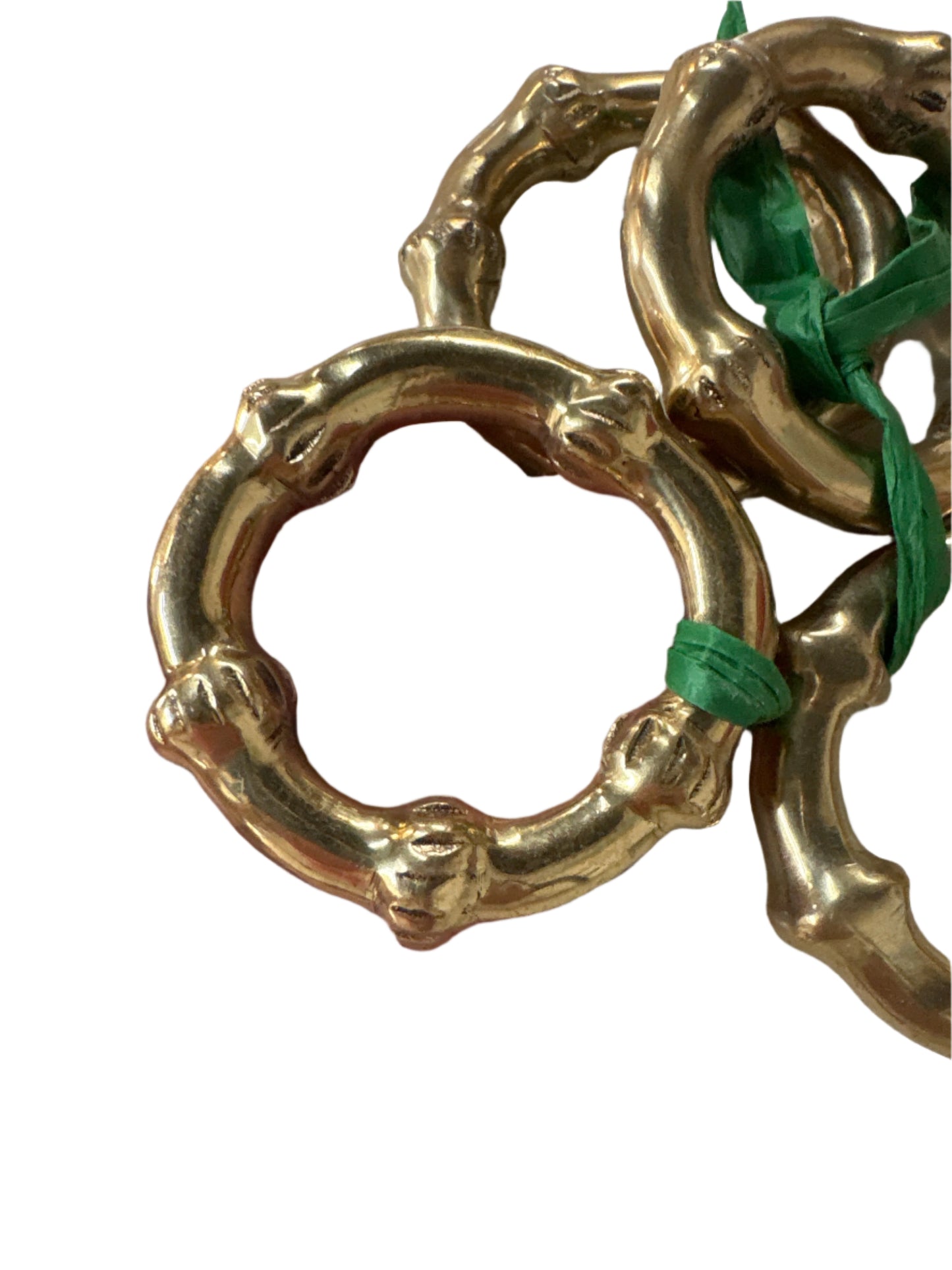 Vintage Brass Bamboo Napkin Rings Set of 4