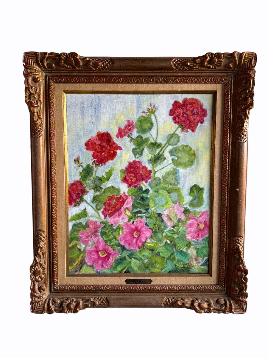 Signed Floral Oil on Canvas by Janet Gaynor