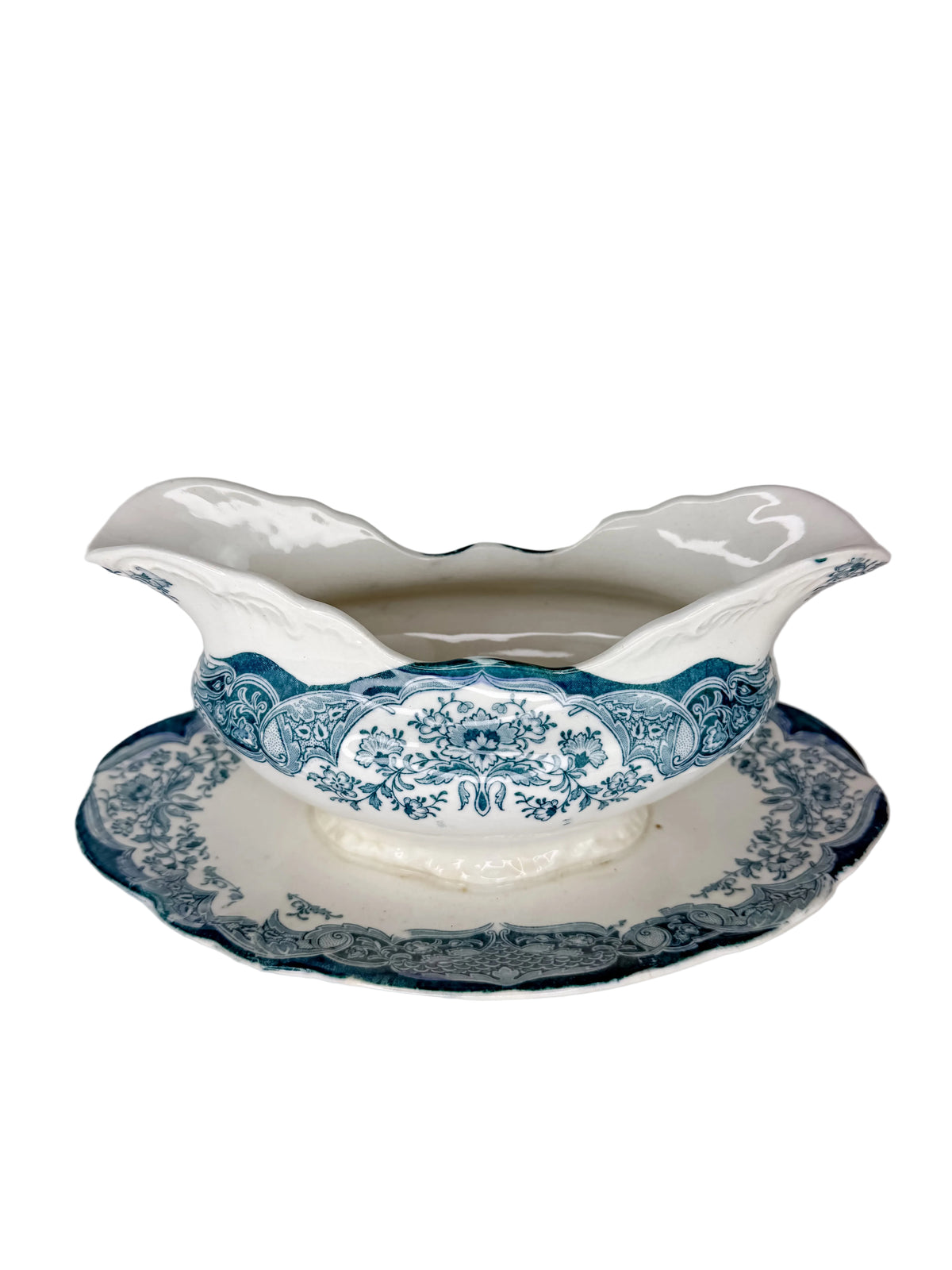 Antique French Terre de Fer Saucière Sauce Boat / Gravy Boat