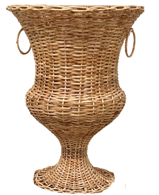 Wicker Urn and Pedestal