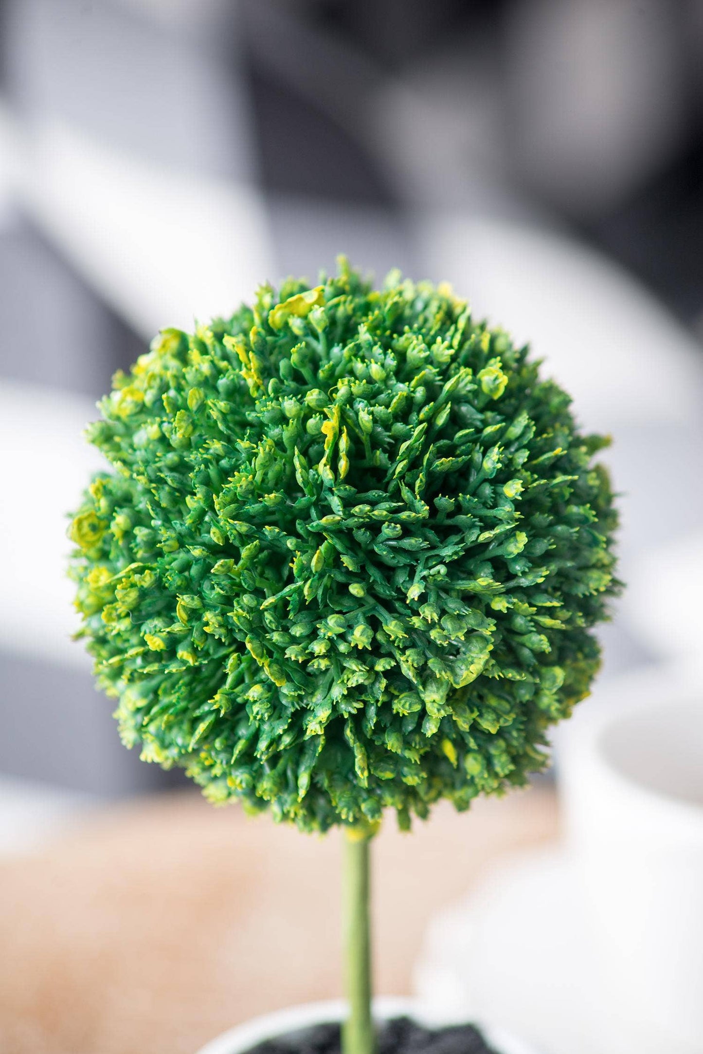 Faux Topiaries With Cream Pot 3.5x9"