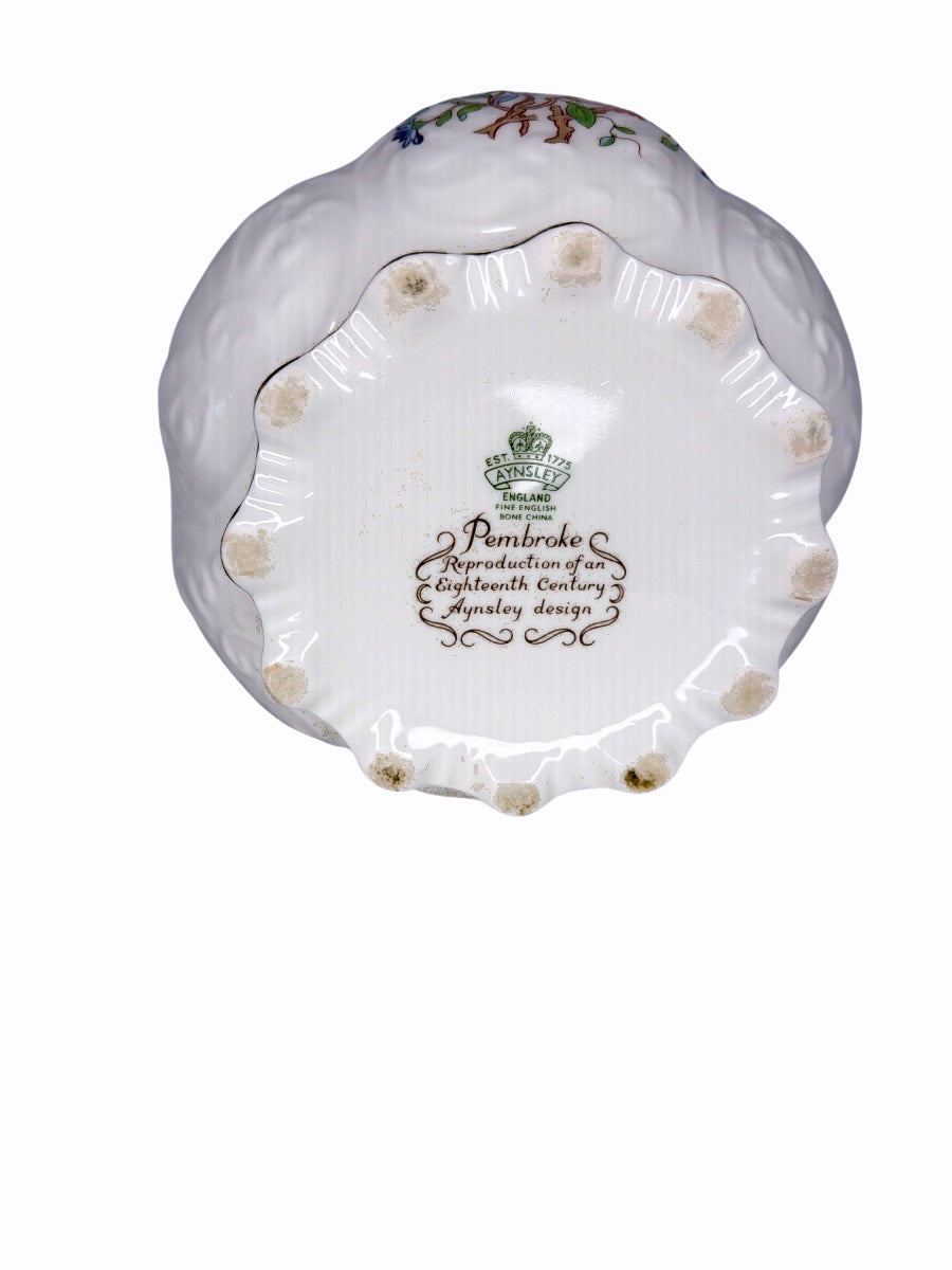 Chinoiserie Porcelain Cache Pot  Aynsley & Sons Pembroke gold trim