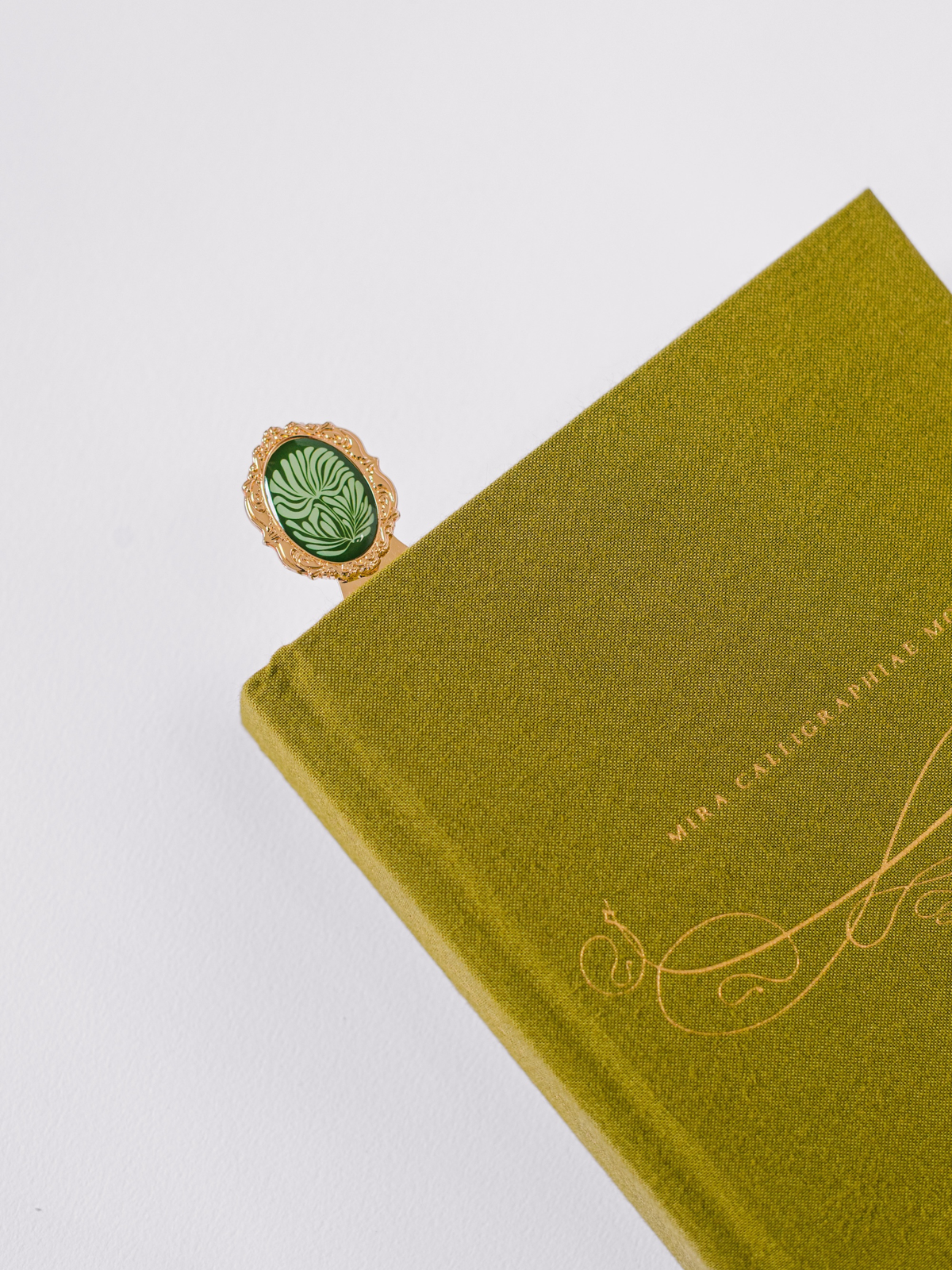 Mosaic Botanical Green Metal Clip Bookmark