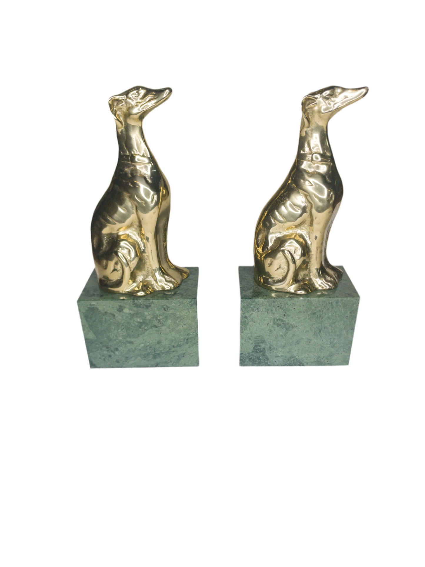 Vintage Greyhounds Brass on Marble pair