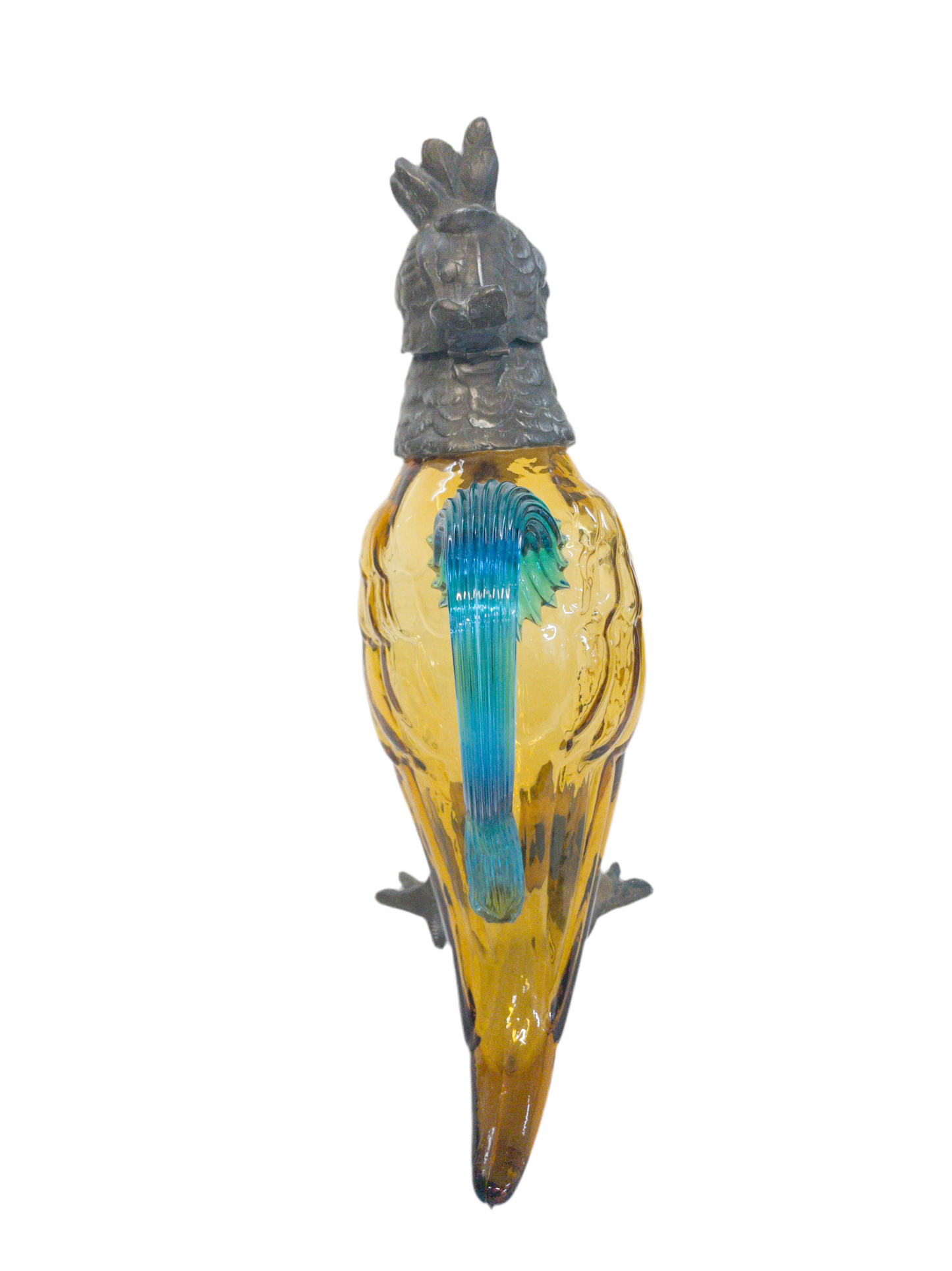 Antique Cockatoo Glass Wine Decanter with Bronze Mounts