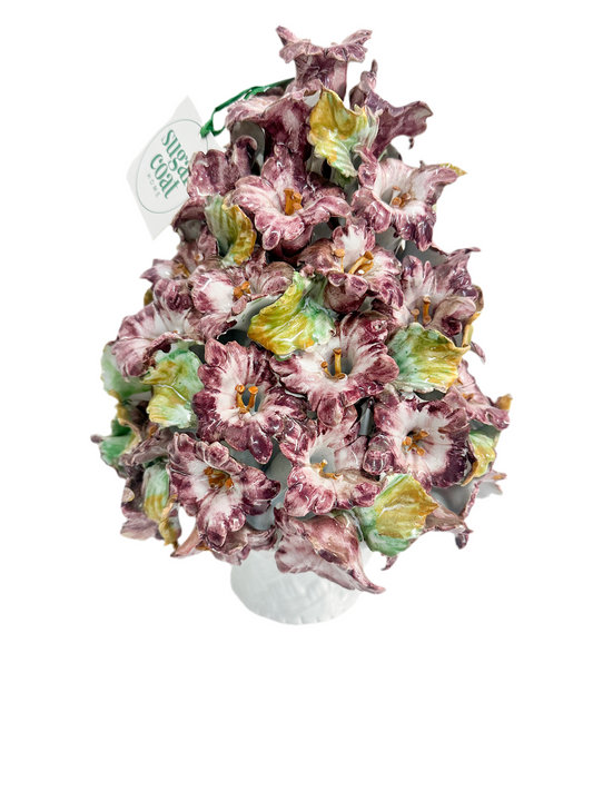 Vintage Italian Hibiscus Porcelain Topiary