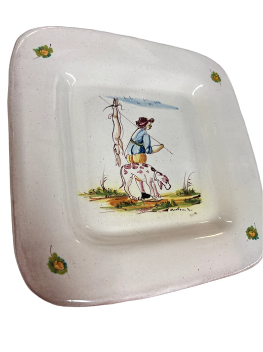 Italian Hand painted Faience Square Plate