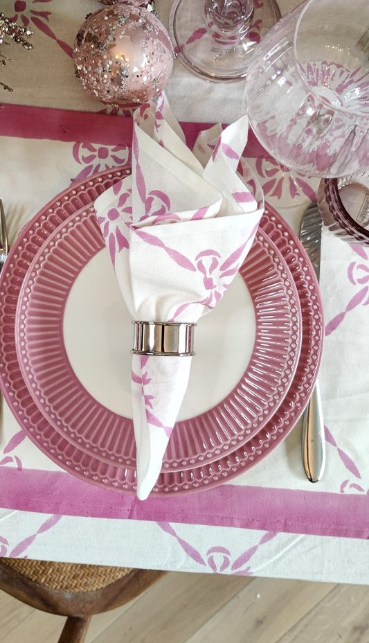 Elizabeth Pink Bow Napkin, Set of 4