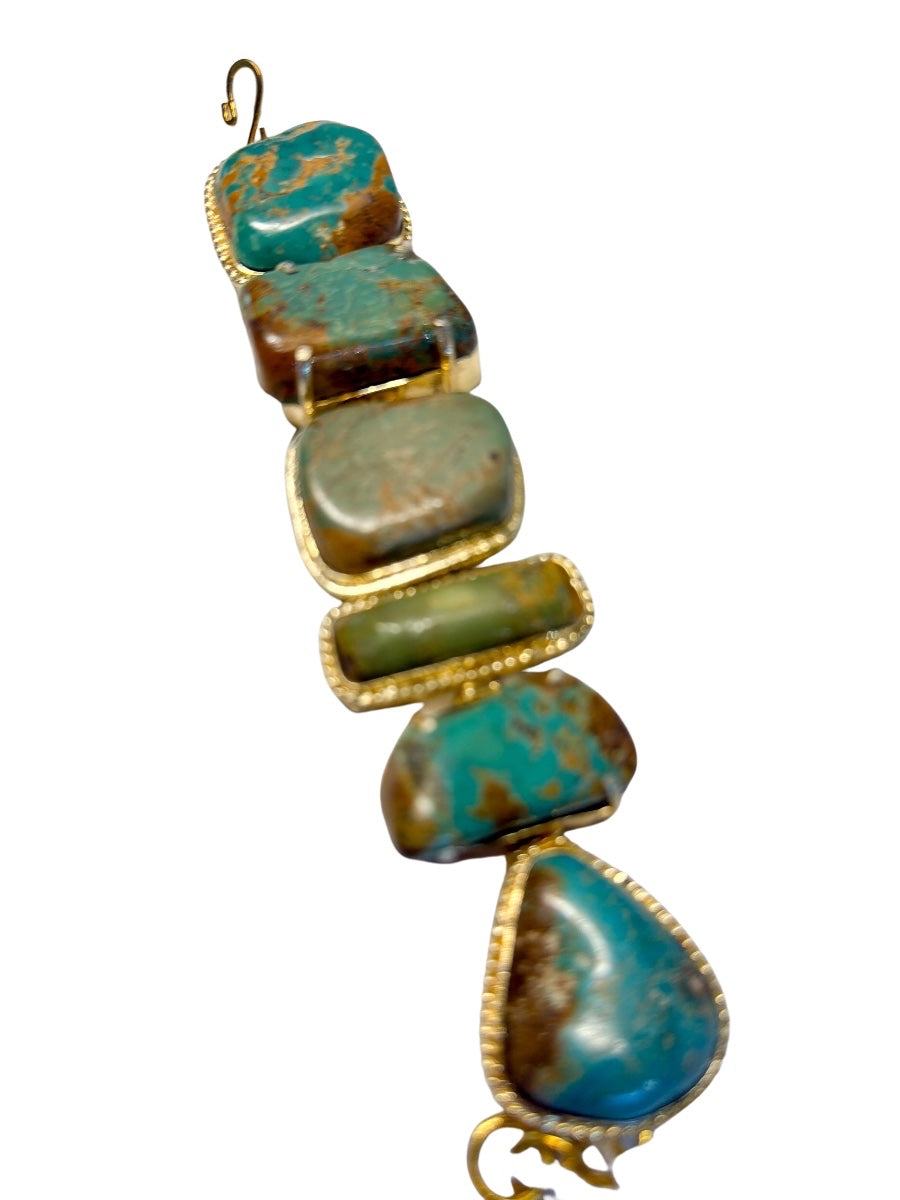 Vintage Chunky Turquoise Nugget Link Bracelet