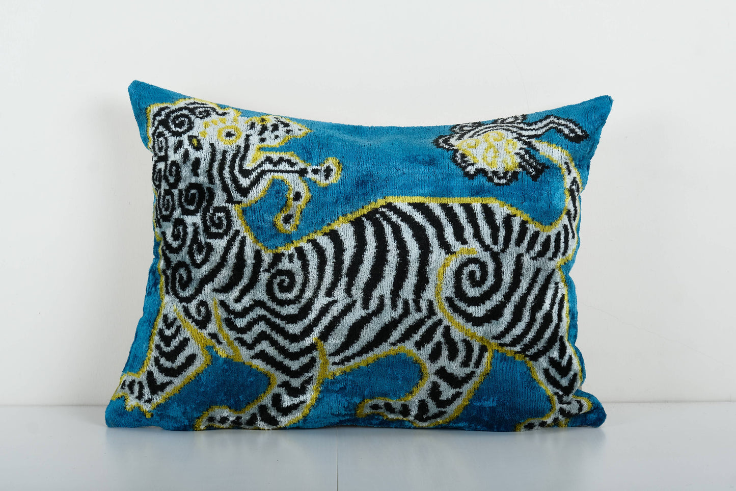 Pair of Zebra Silk Ikat Velvet Pillows