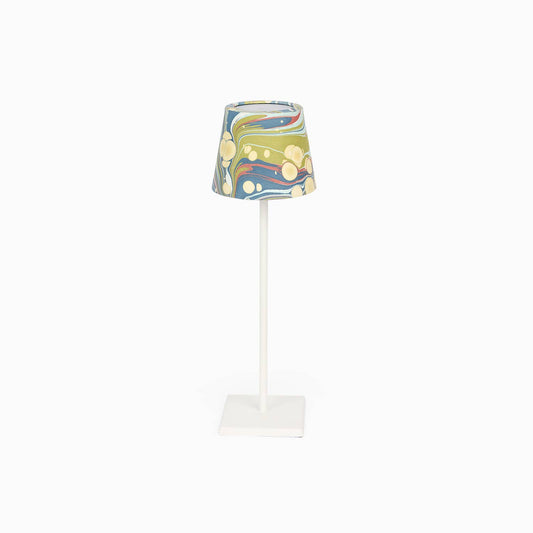 PRE ORDER - Hand marbled lampshade for LED table lamp - Ocean Fire Whirl