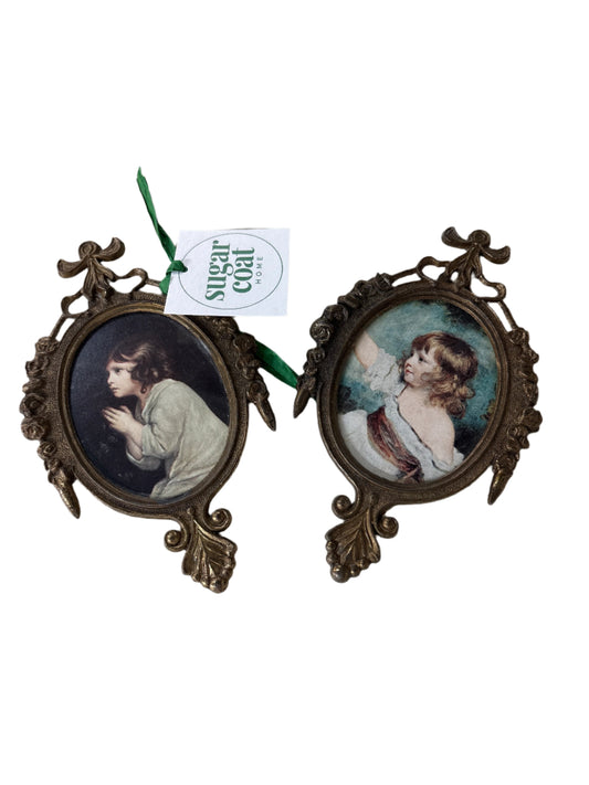 Antique Brass Italian Bow Frames Pair