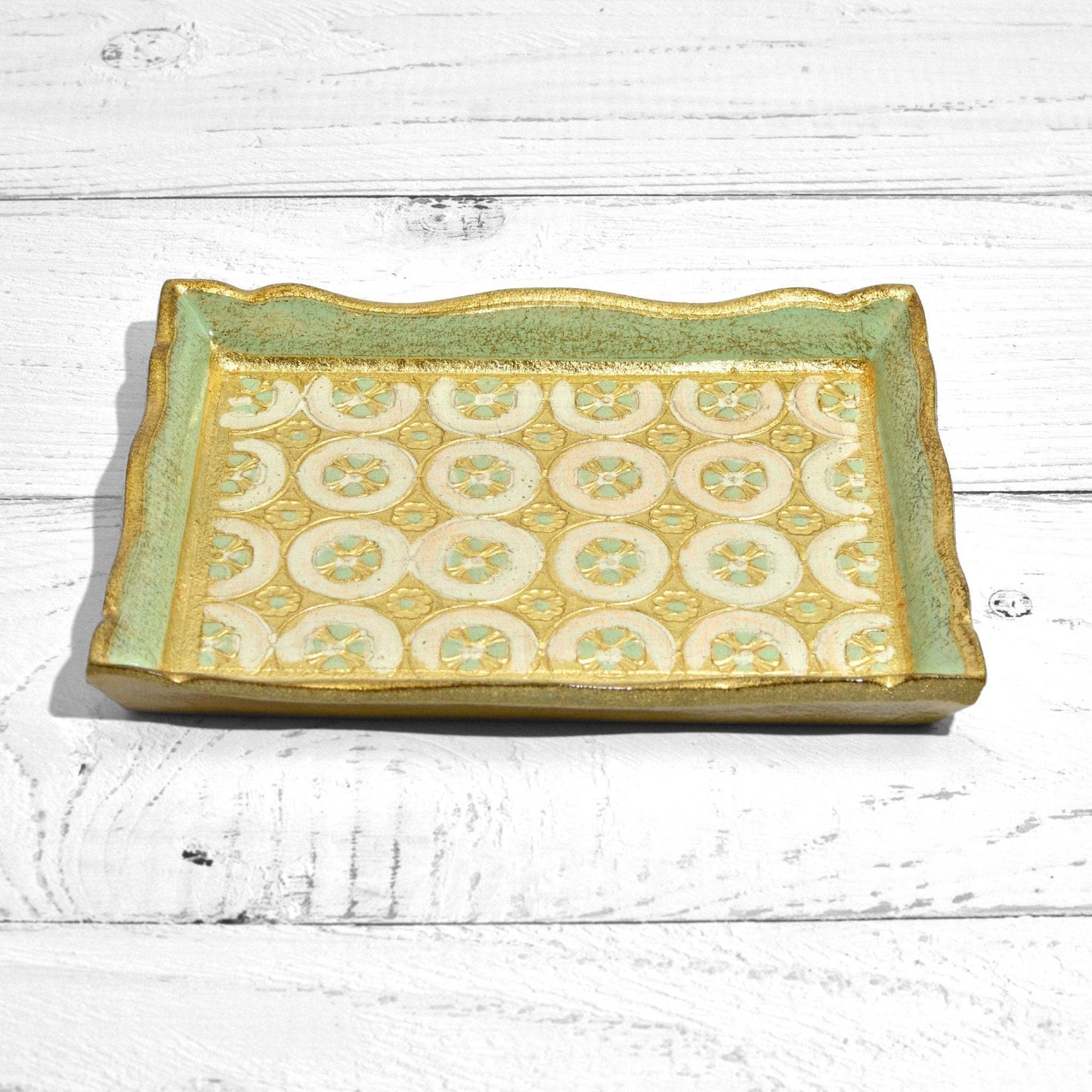 Florentine Carved Wood Rectangle Tessellated Mini Tray: Pink