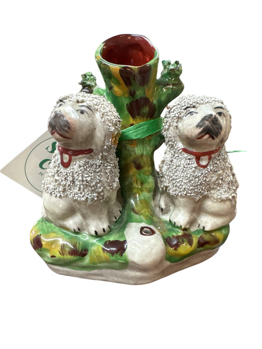 Rare Staffordshire Poodle Dog Spill Vase