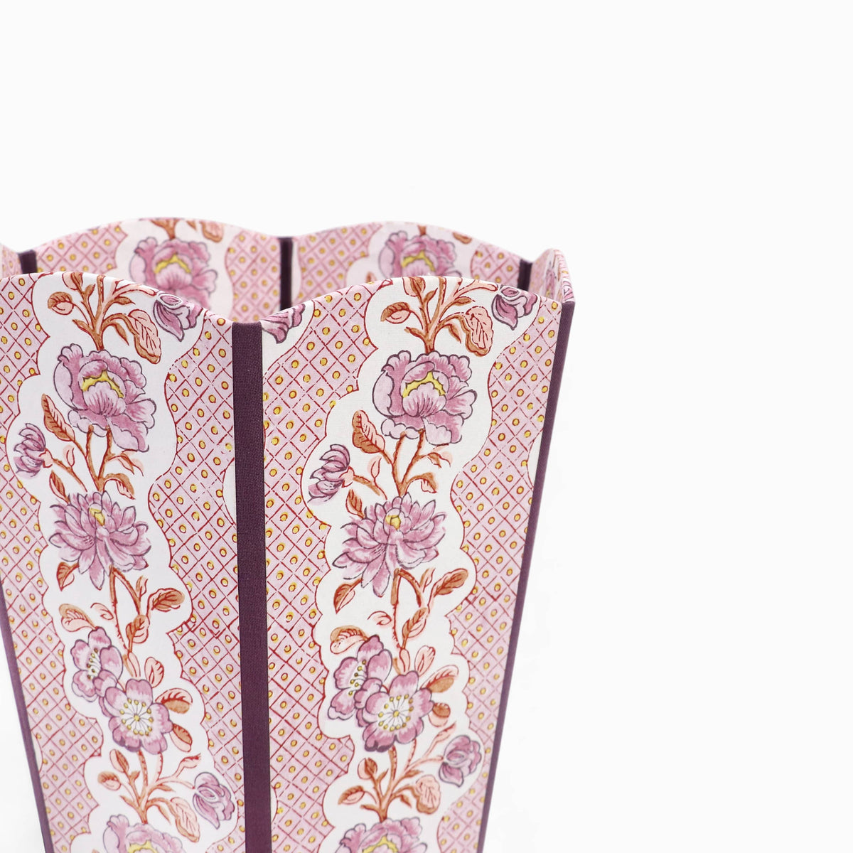 Block Print Wastebasket in Lilac