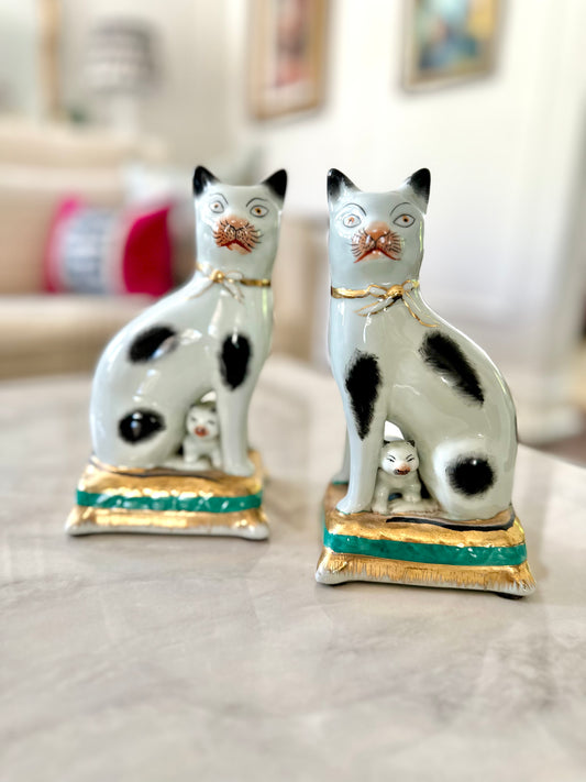 Pair of Staffordshire Cat Figurines