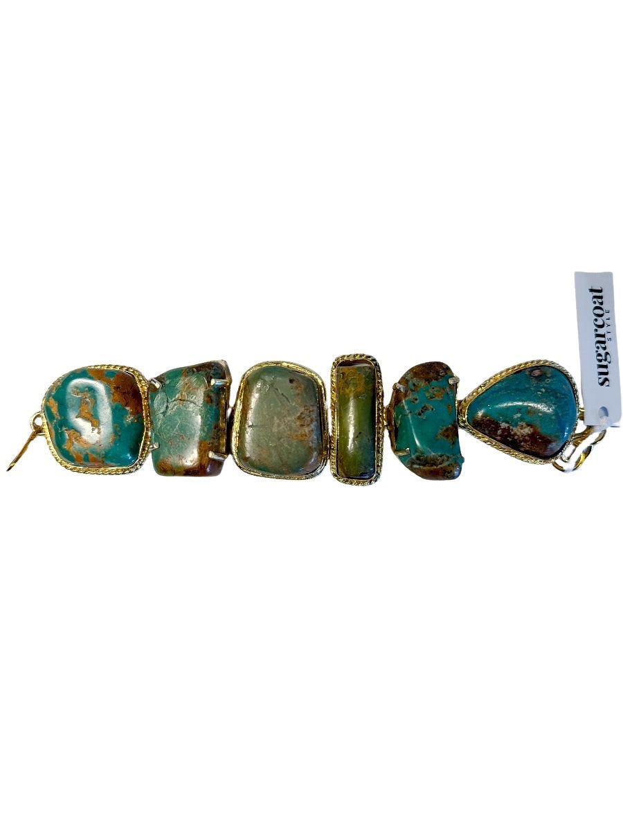 Vintage Chunky Turquoise Nugget Link Bracelet