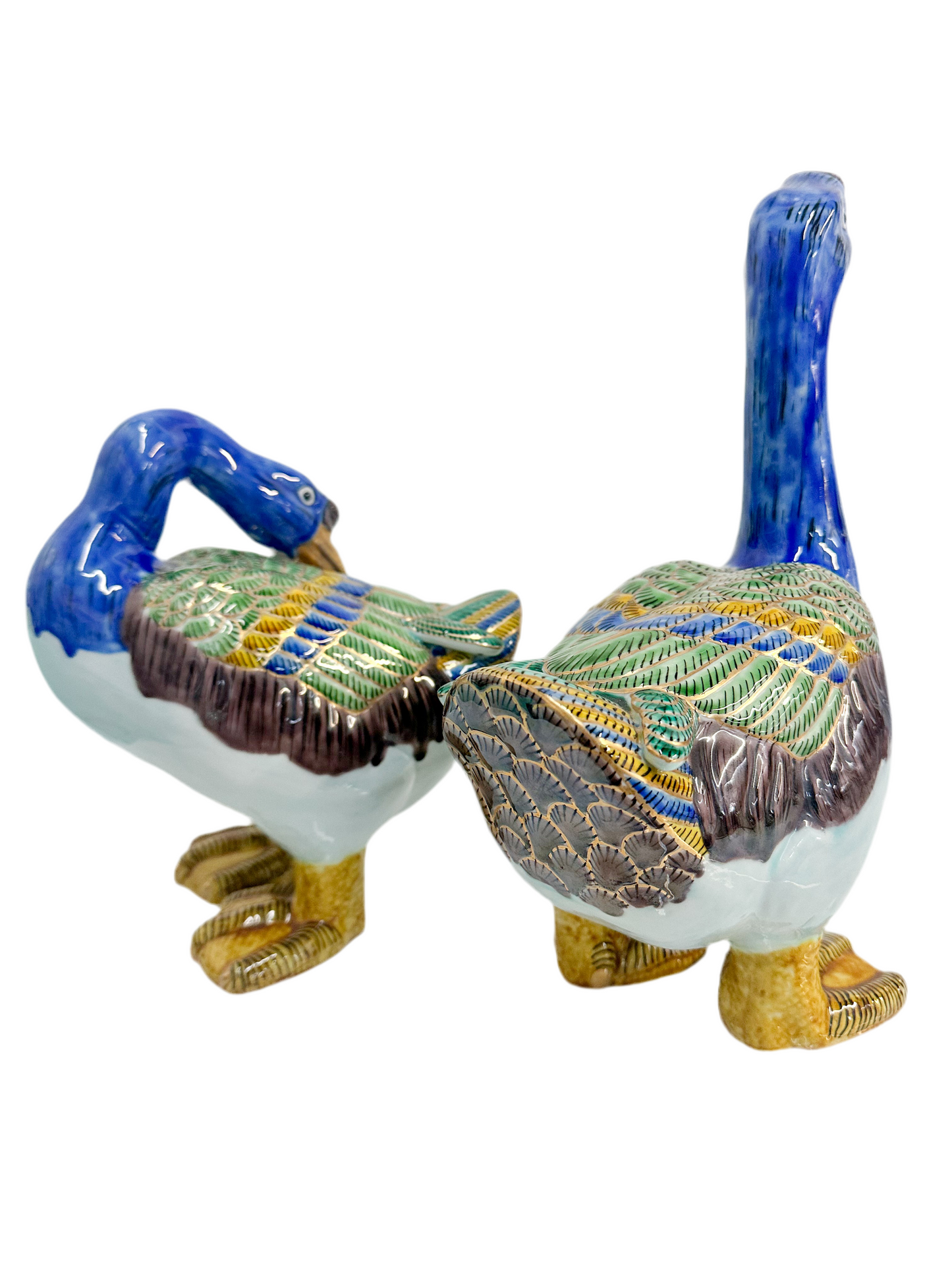 Vintage Herend Style Hand Painted Duck Pair