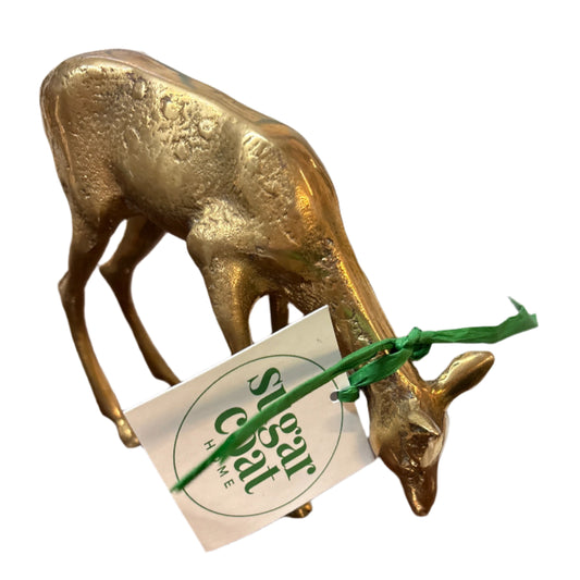 Vintage Brass Grazing Deer