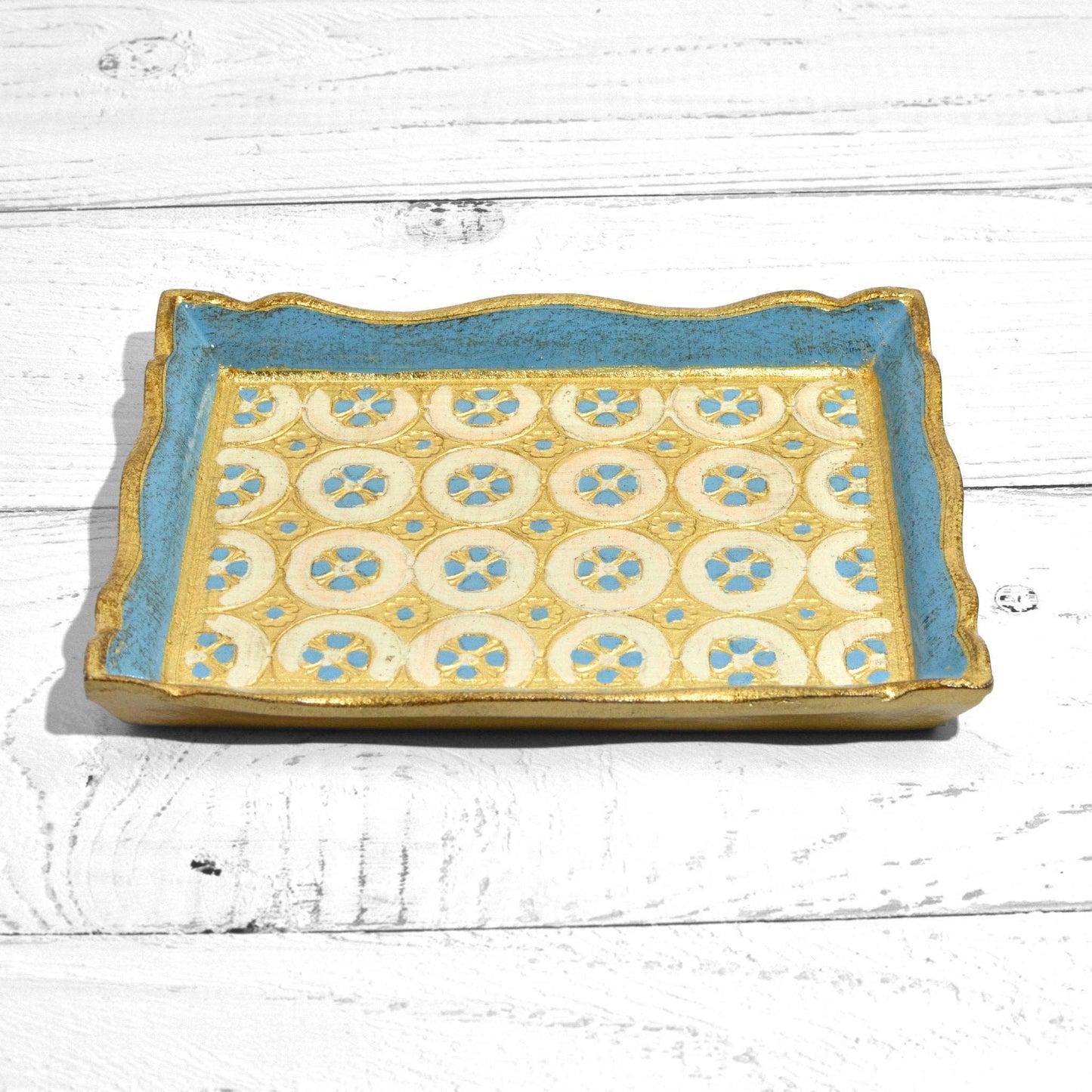 Florentine Carved Wood Rectangle Tessellated Mini Tray: Pink