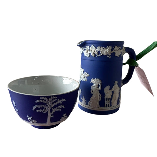Vintage Cobalt Wedgwood Cream and Sugar Set