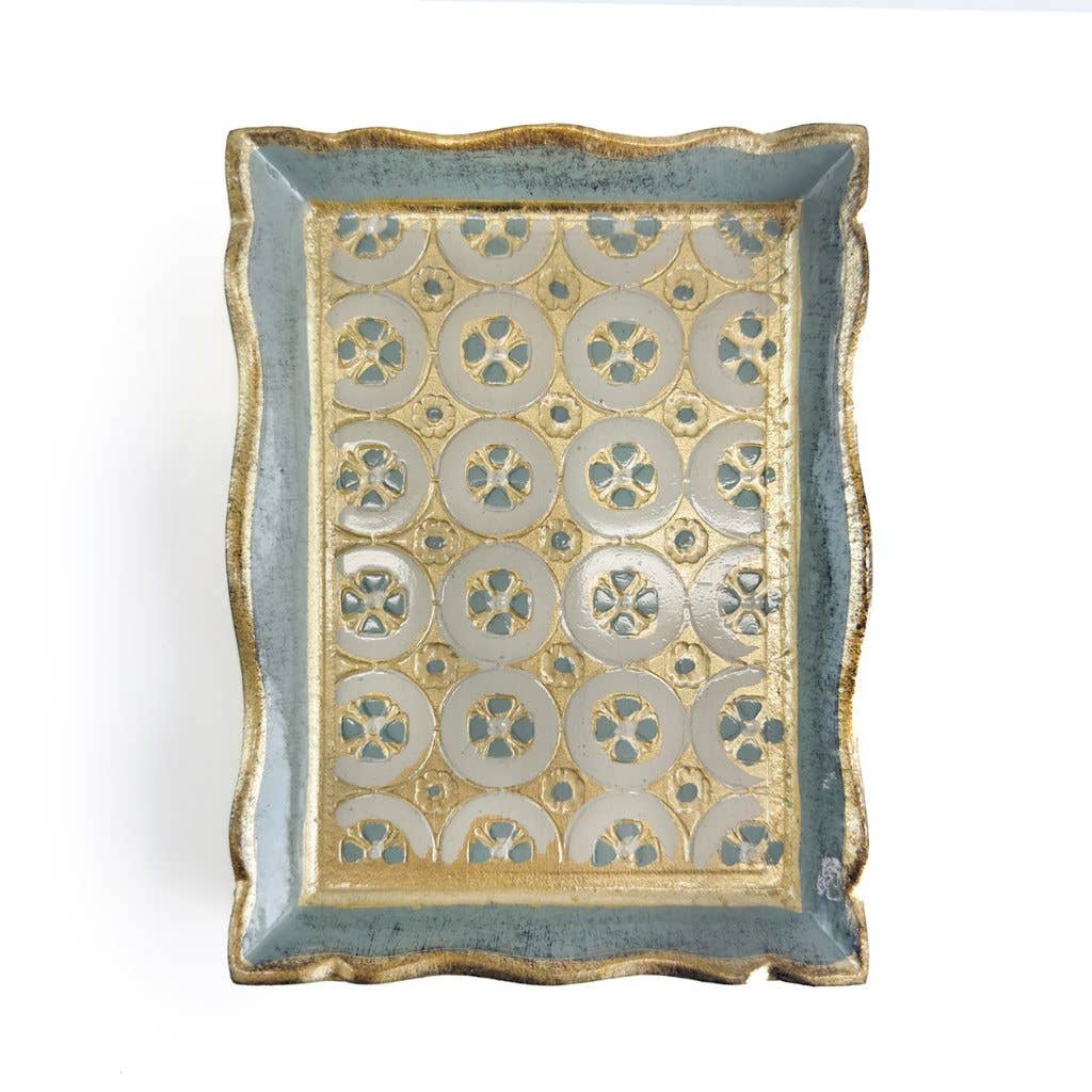 Florentine Carved Wood Rectangle Tessellated Mini Tray: Pink