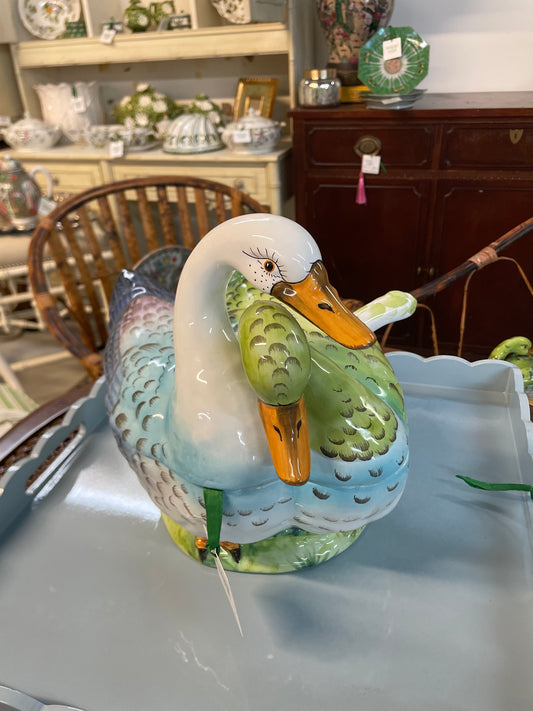 Majolica Goose Tureen