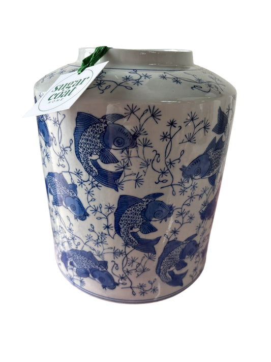 Vintage Koi Fish Temple Jar Vase