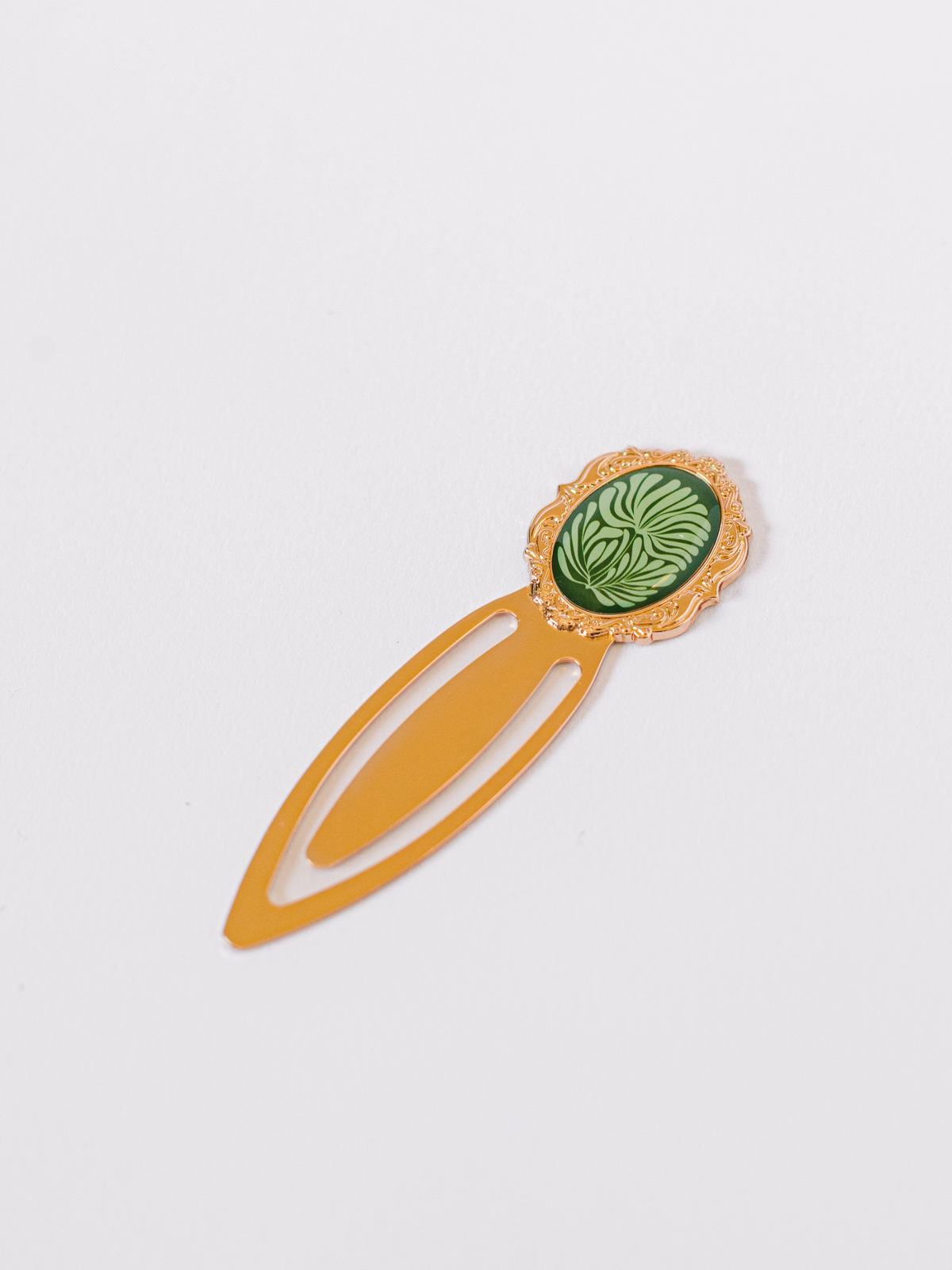 Mosaic Botanical Green Metal Clip Bookmark