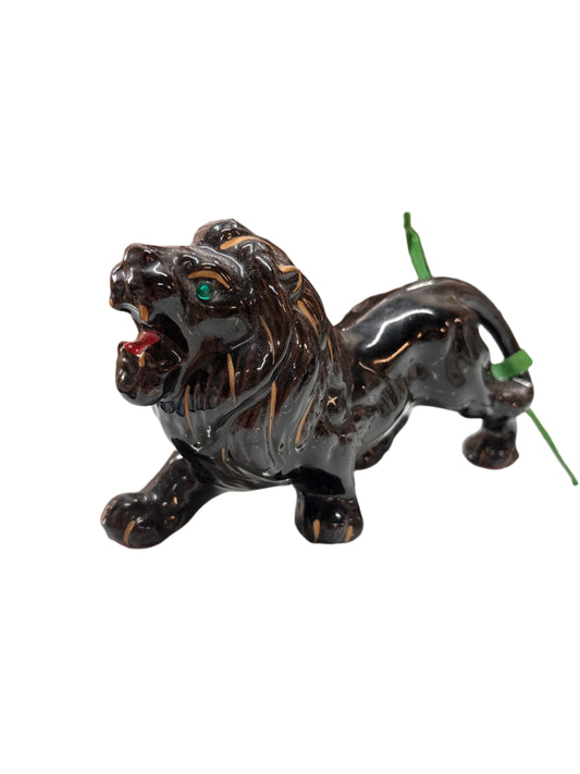 Mid-century Black Stalking Lion Head Up