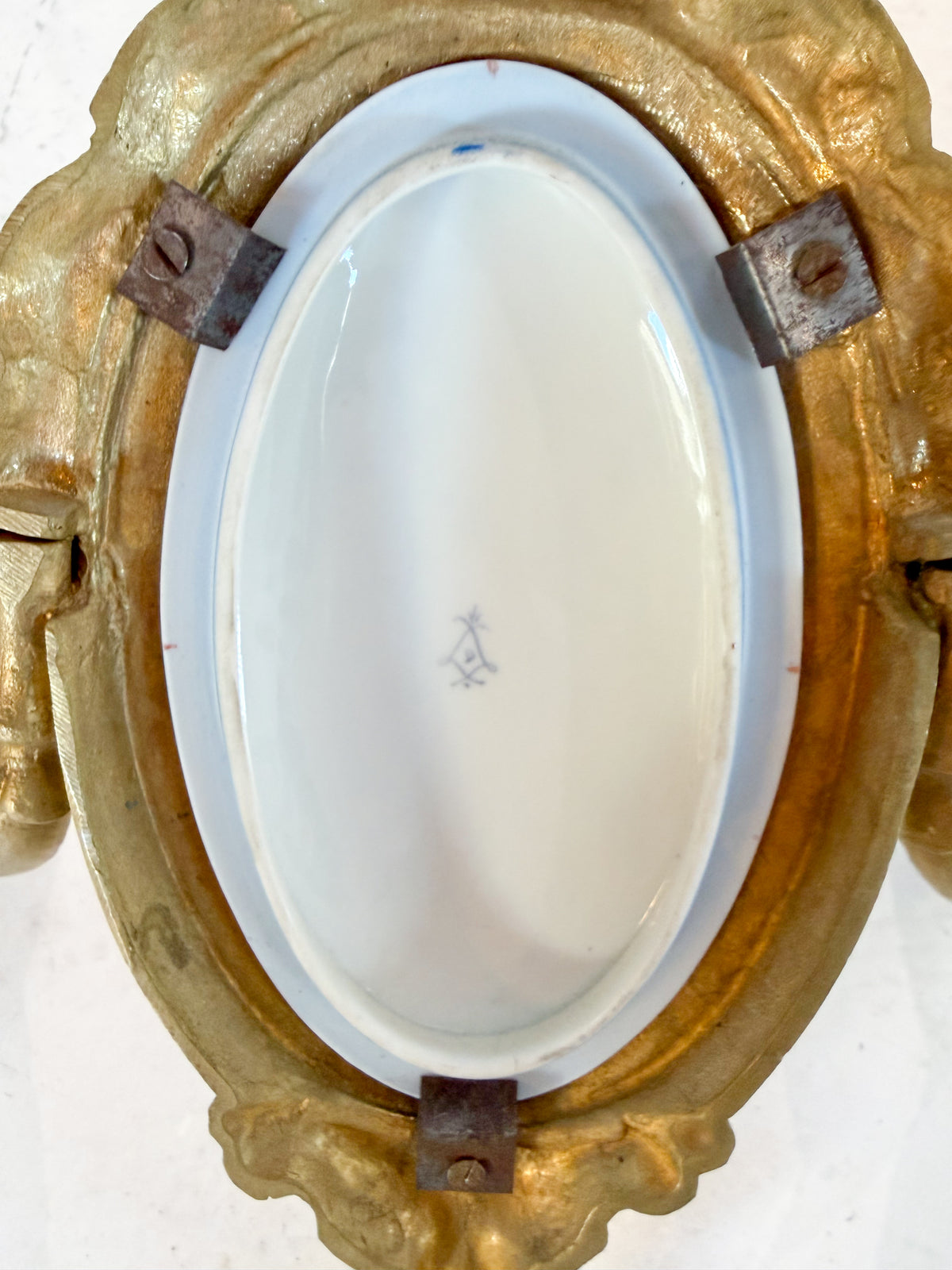 Pair of French Louis XVI Style Gilt Bronze & Sèvres Porcelain Wall Sconces