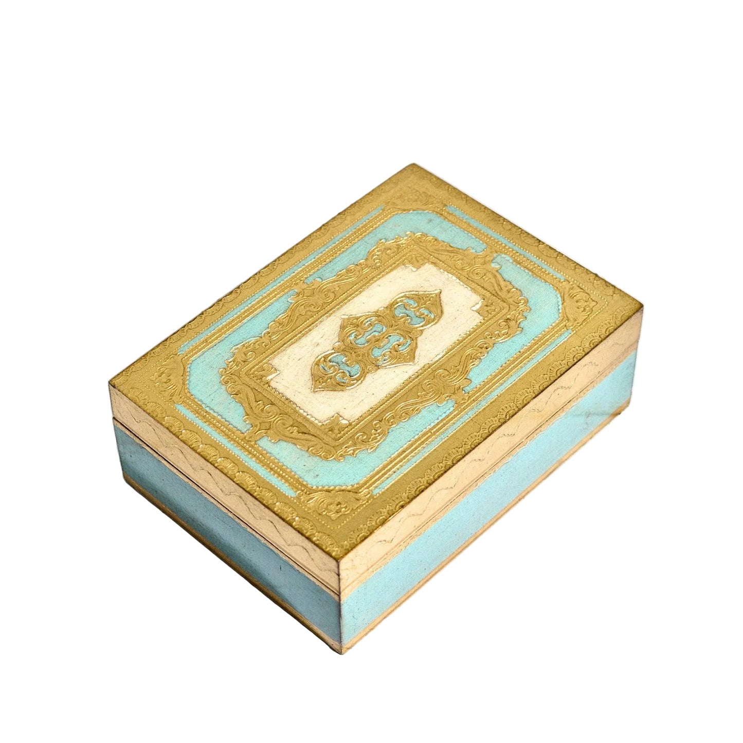 Florentine Carved Box - Sky Blue