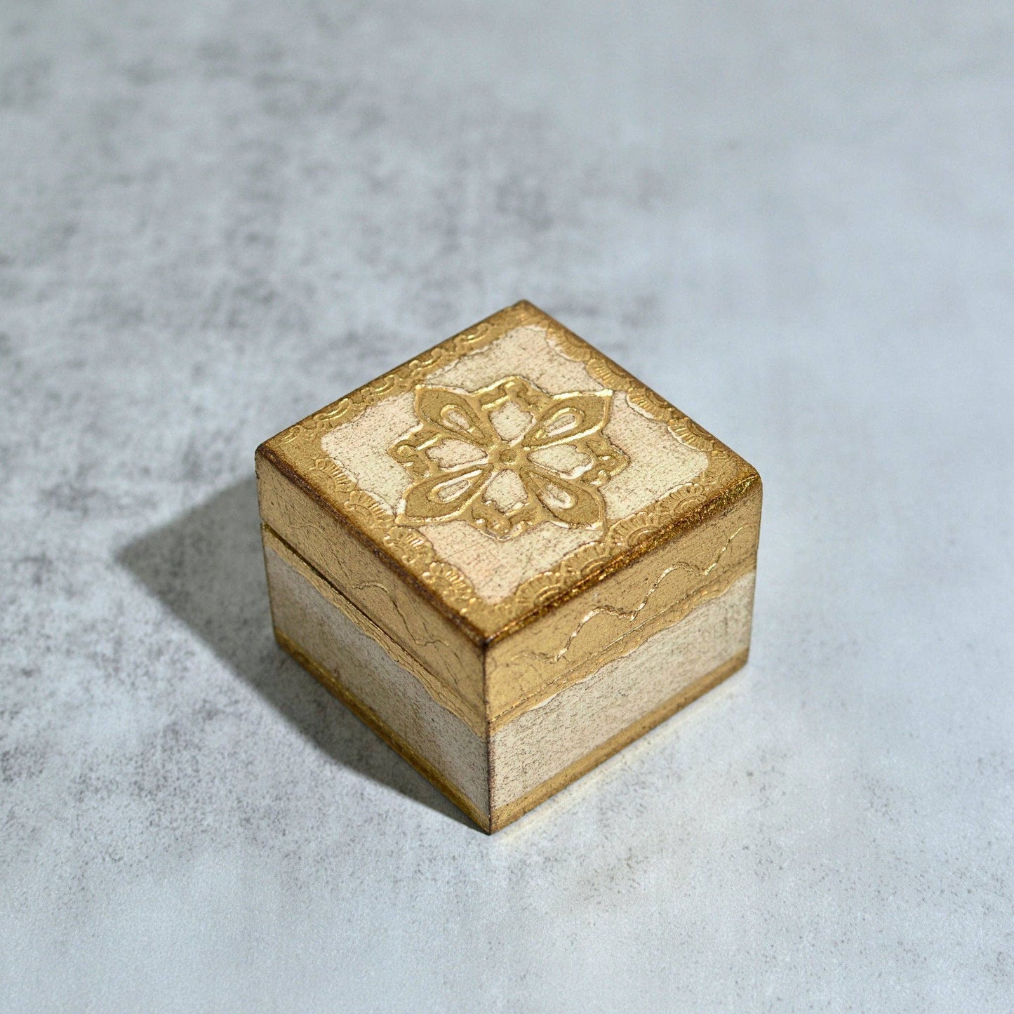 Florentine Carved Mini Wood Box with Lid, Ring Box: Sky Blue