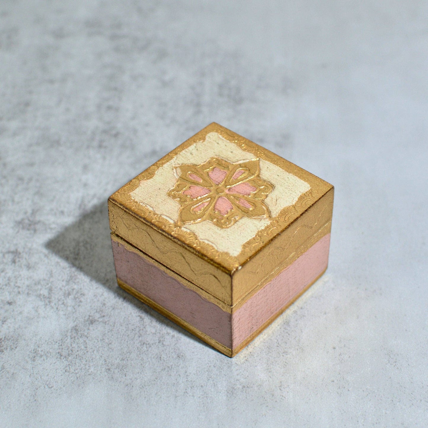 Florentine Carved Mini Wood Box with Lid, Ring Box: Sky Blue