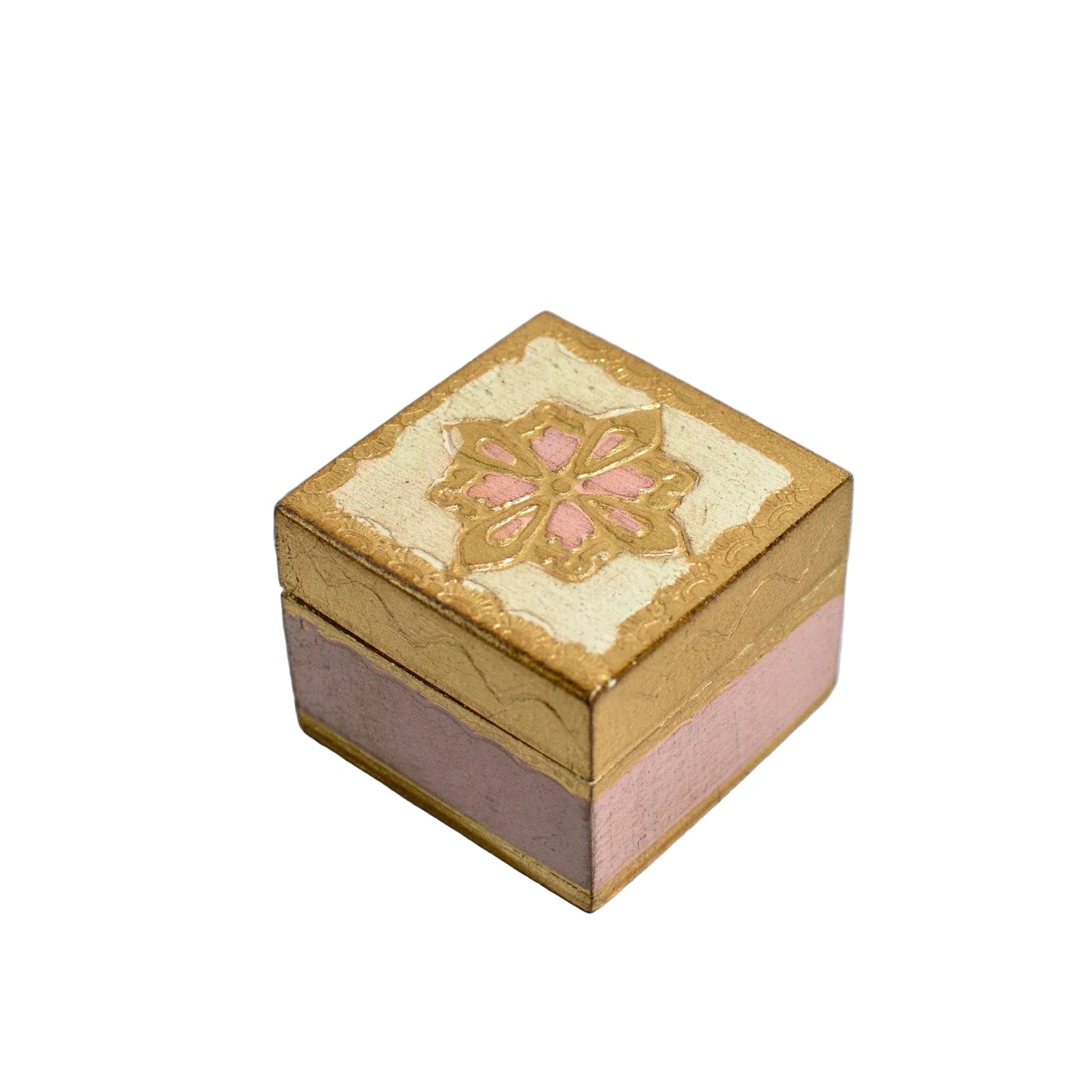 Florentine Carved Mini Ring Box - Pink