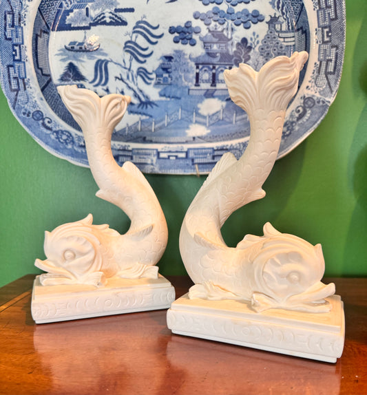 Vintage Resin Koi Fish Candlesticks