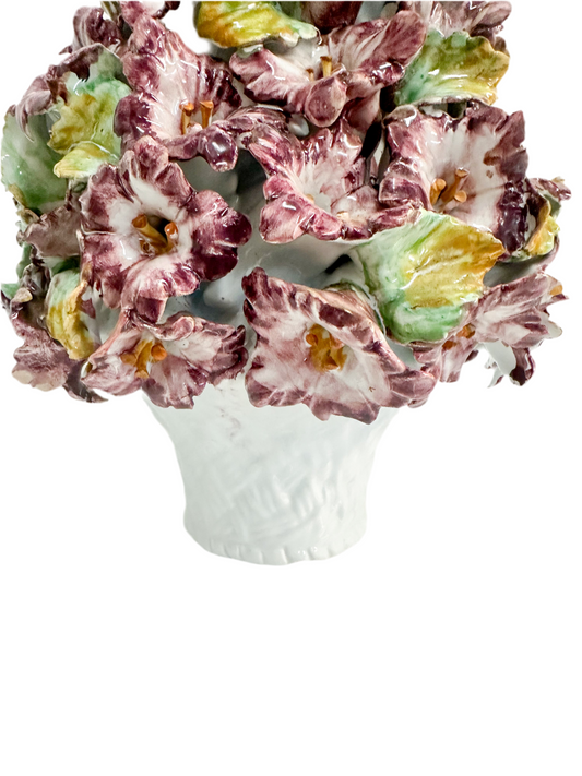 Vintage Italian Hibiscus Porcelain Topiary