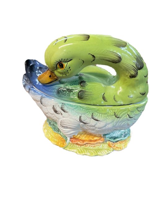 Vintage Italian Lidded Duck Bowl