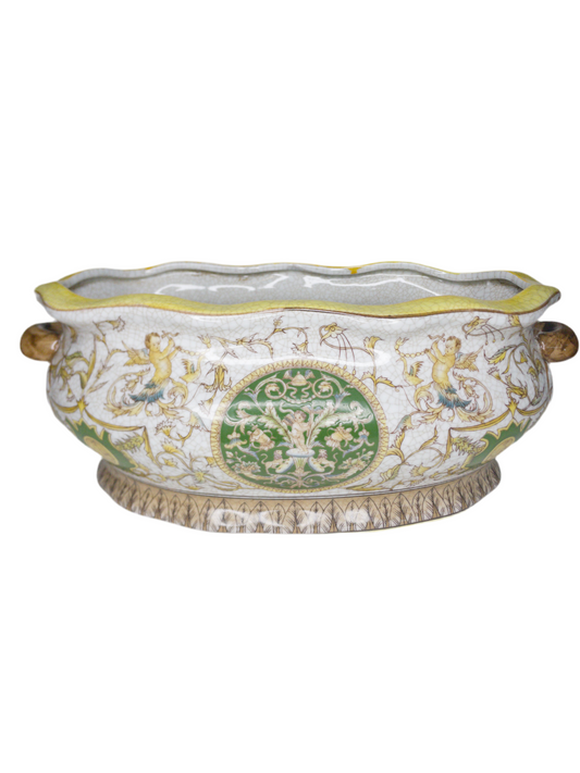 Antique Chinoiserie Porcelain Footbath Planter